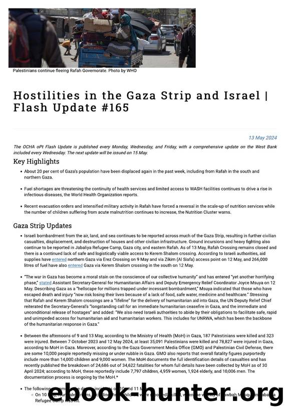 Hostilities in the Gaza Strip and Israel | Flash Update #165 | United Nations Office for the Coordination of Humanitarian Affairs - occupied Palestinian territory by USER