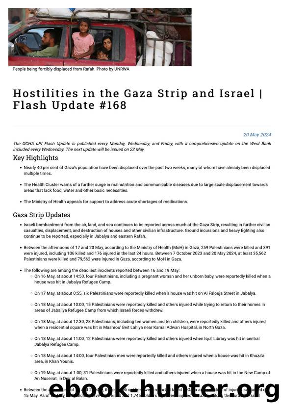 Hostilities in the Gaza Strip and Israel | Flash Update #168 | United Nations Office for the Coordination of Humanitarian Affairs - occupied Palestinian territory by USER