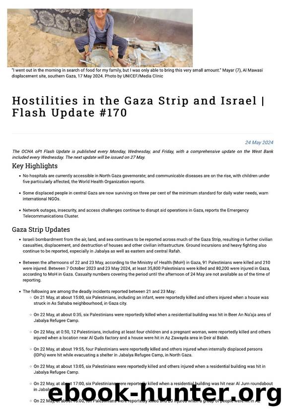 Hostilities in the Gaza Strip and Israel | Flash Update #170 | United Nations Office for the Coordination of Humanitarian Affairs - occupied Palestinian territory by USER