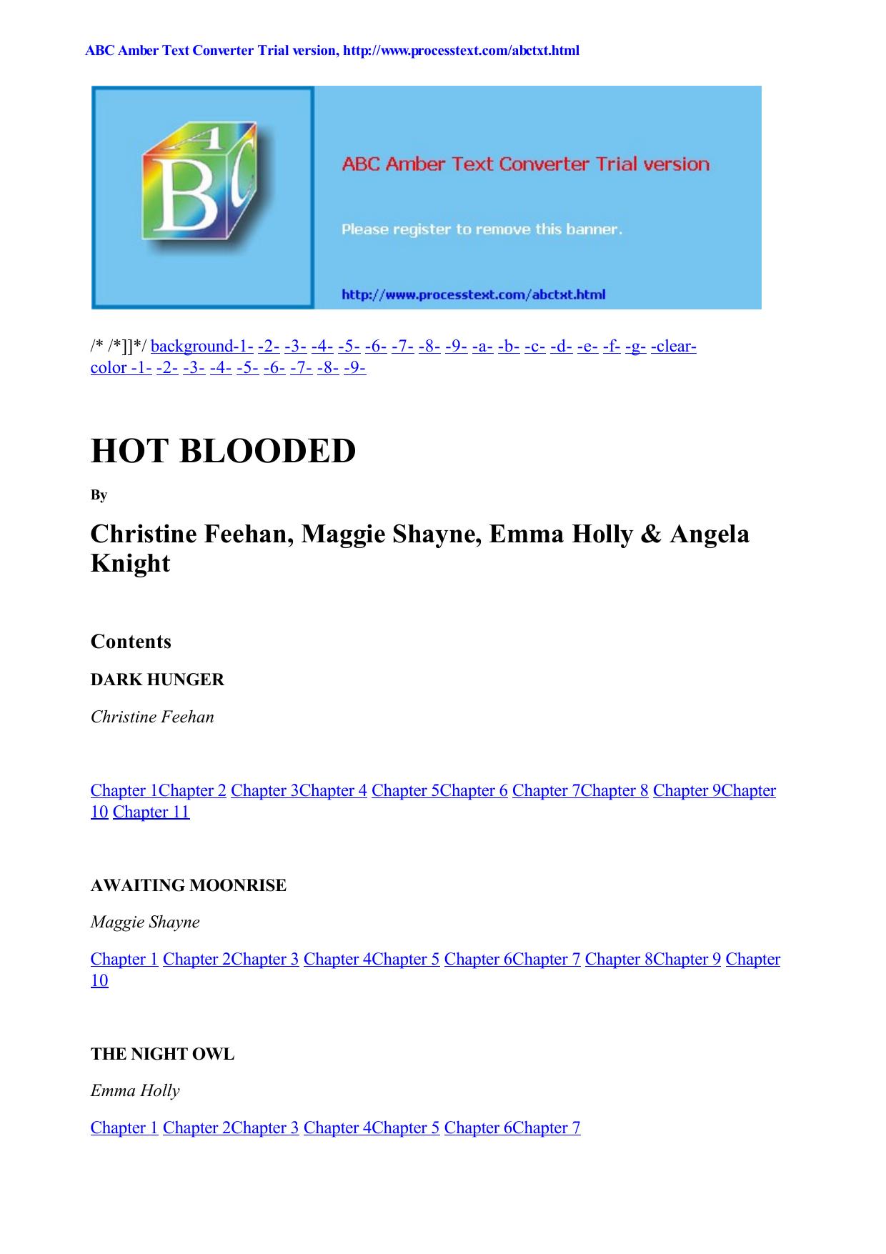 Hot Blooded by Christine Feehan Maggie Shayne Emma Holly Angela Knight
