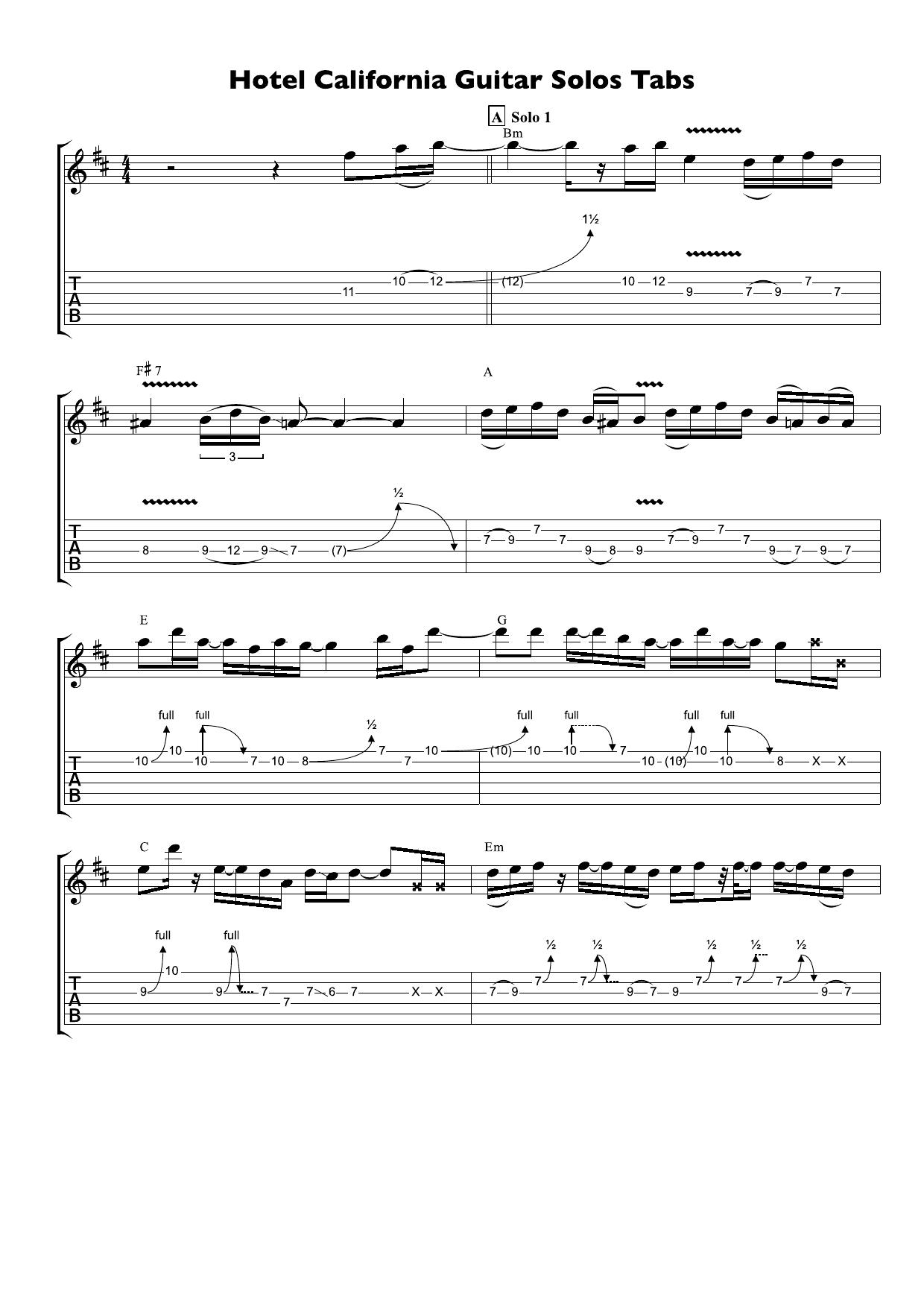 Hotel-California-Guitar-Solo-Tabs by Unknown