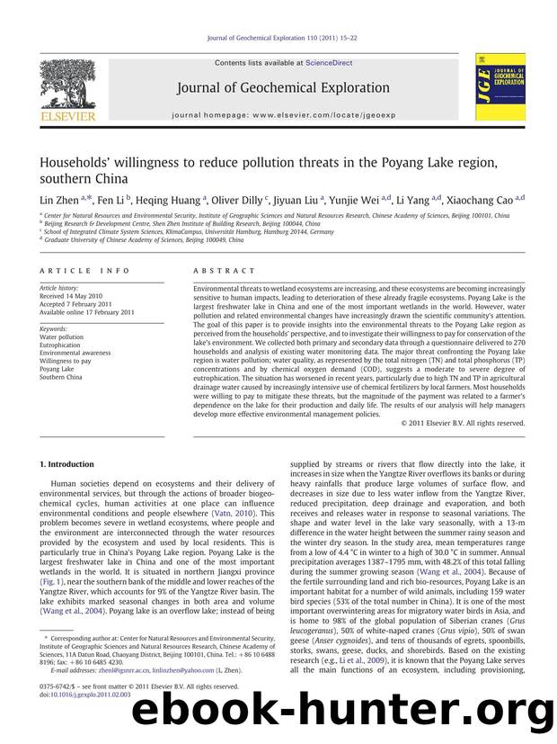 Householdsâ willingness to reduce pollution threats in the Poyang Lake region, southern China by Lin Zhen & Fen Li & Heqing Huang & Oliver Dilly & Jiyuan Liu & Yunjie Wei & Li Yang & Xiaochang Cao