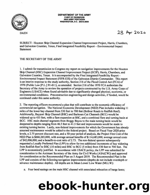 Houston Ship Channel Expansion Channel Improvements Project, Harris, Chambers, and Galveston Counties, Texas, Final Integrated Feasibility Report - Environmental Impact Statement,  by Unknown