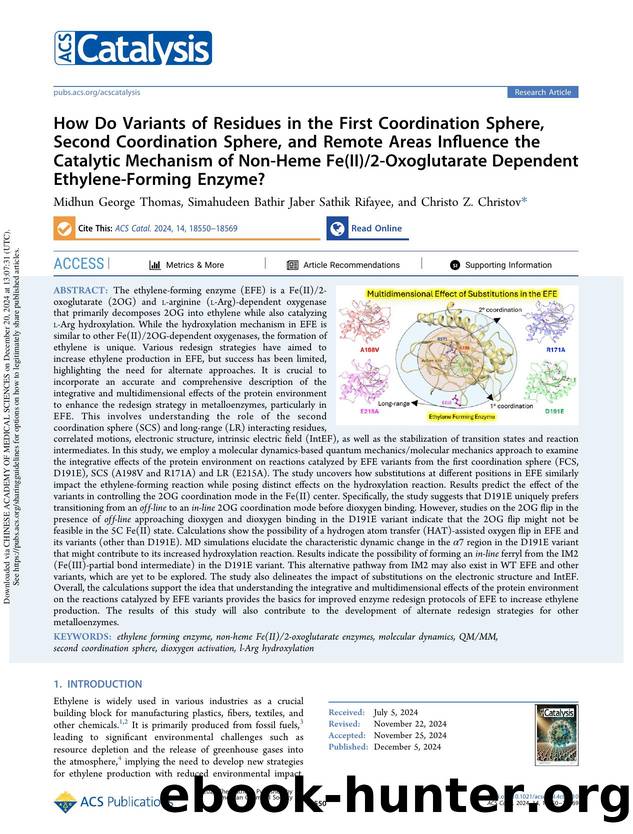 How Do Variants of Residues in the First Coordination Sphere, Second Coordination Sphere, and Remote Areas Influence the Catalytic Mechanism of Non-Heme Fe(II)2-Oxoglutarate Depend by Midhun George Thomas Simahudeen Bathir Jaber Sathik Rifayee & Christo Z. Christov