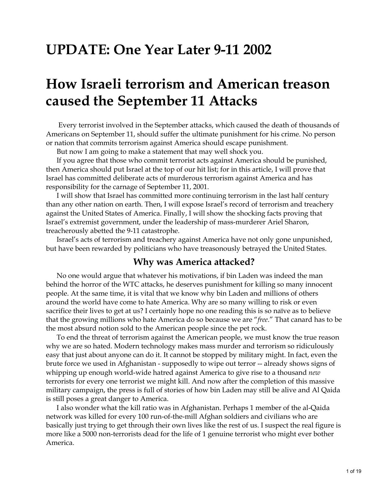 How Israel Caused 9-11 (pdf) by David Duke