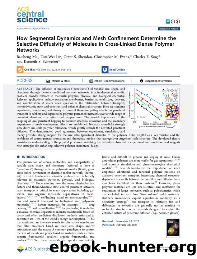 How Segmental Dynamics and Mesh Confinement Determine the Selective Diffusivity of Molecules in Cross-Linked Dense Polymer Networks by unknow