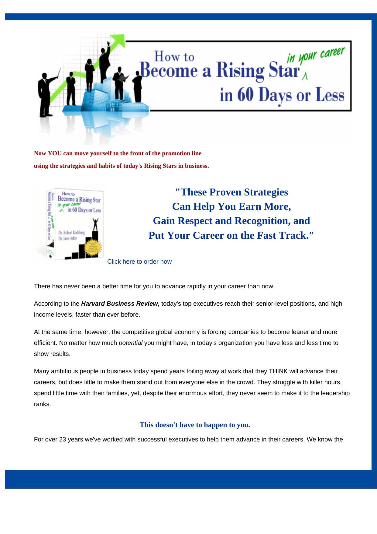 How To Become A Rising Star In Your Career In 60 Days Or Less! by Best of Kuszter's Collection