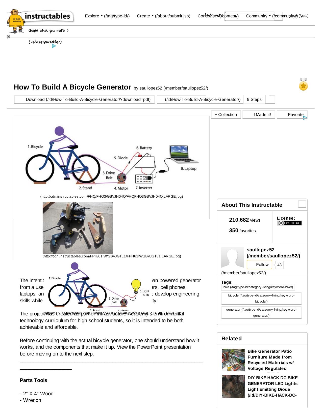 How To Build A Bicycle Generator by Unknown