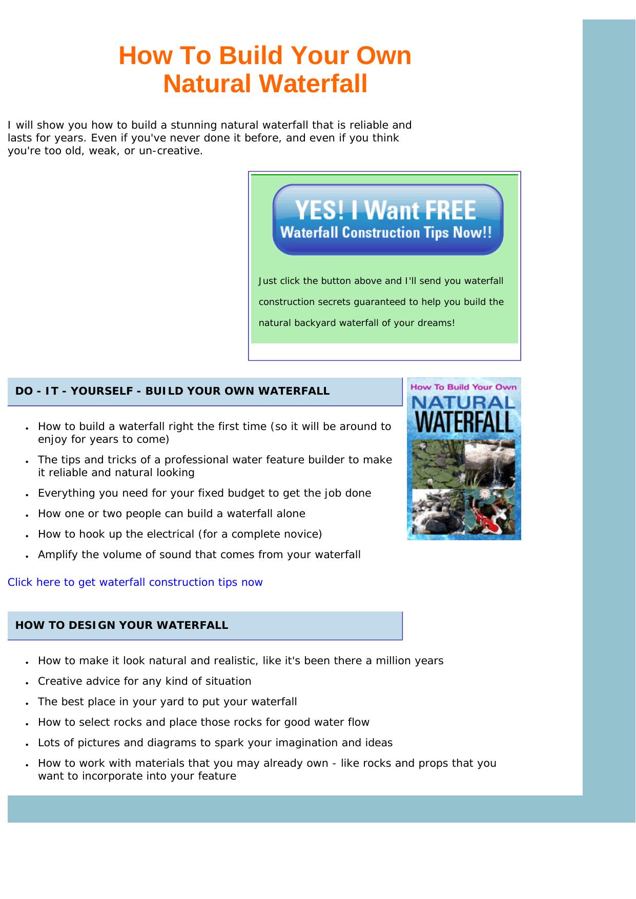 How To Build Your Own Natural Waterfall. by Best of Kuszter's Collection