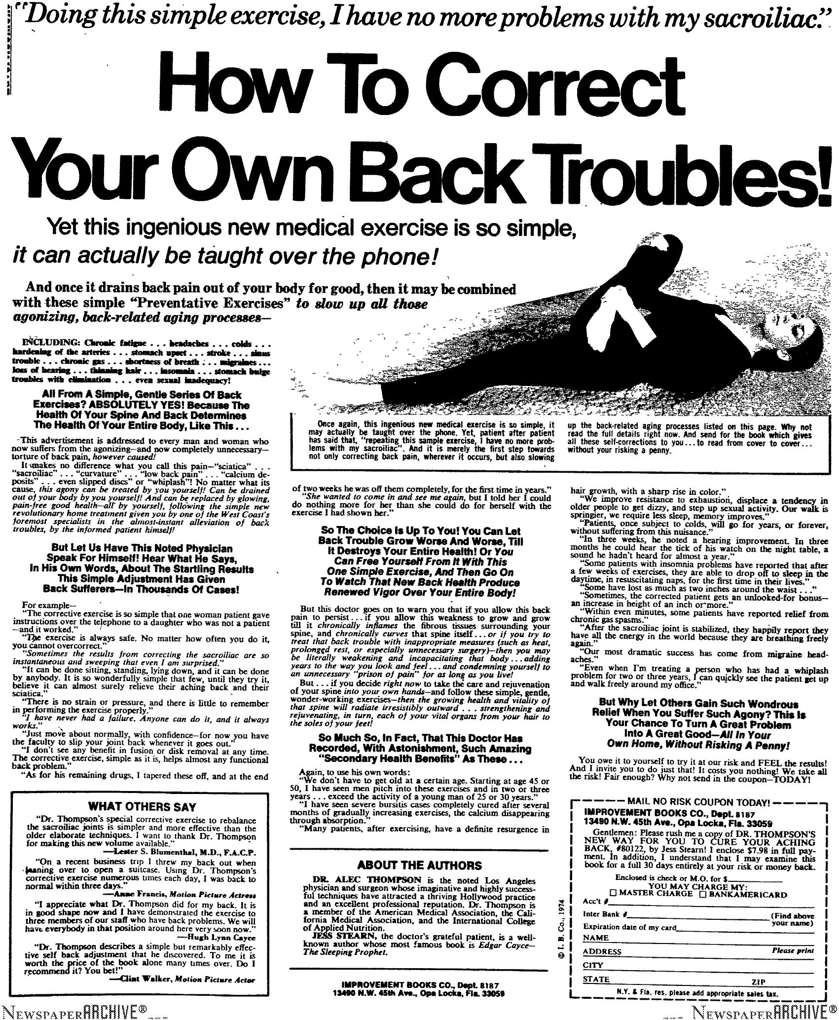 How To Correct Your Back Troubles by Copyright 2005 Heritage Microfilm Inc. & Newspaperarchive.com