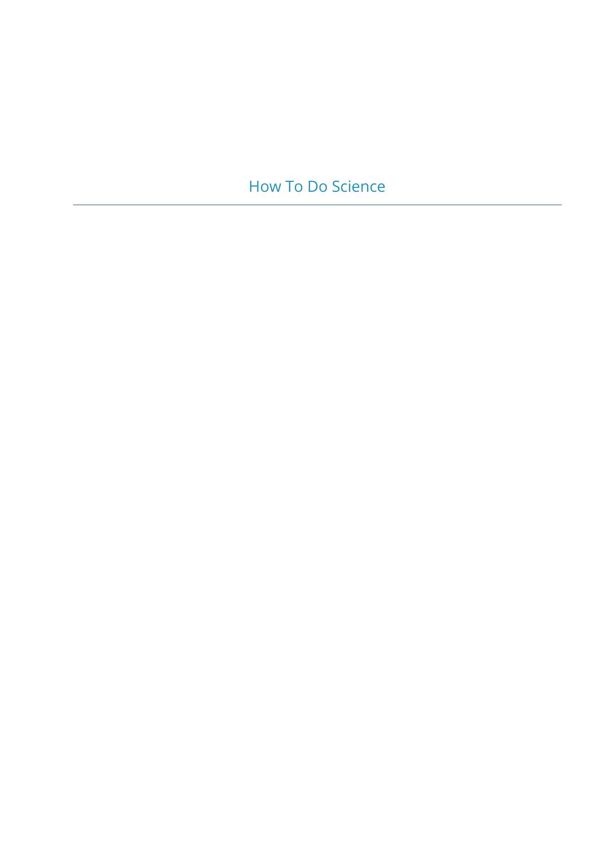 How To Do Science by Unknown
