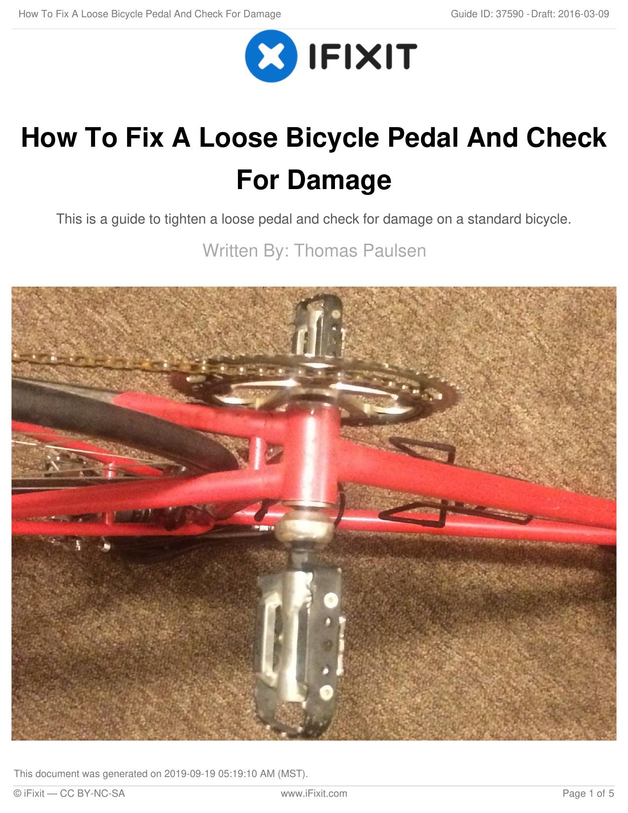 How To Fix A Loose Bicycle Pedal And Check For Damage by Unknown