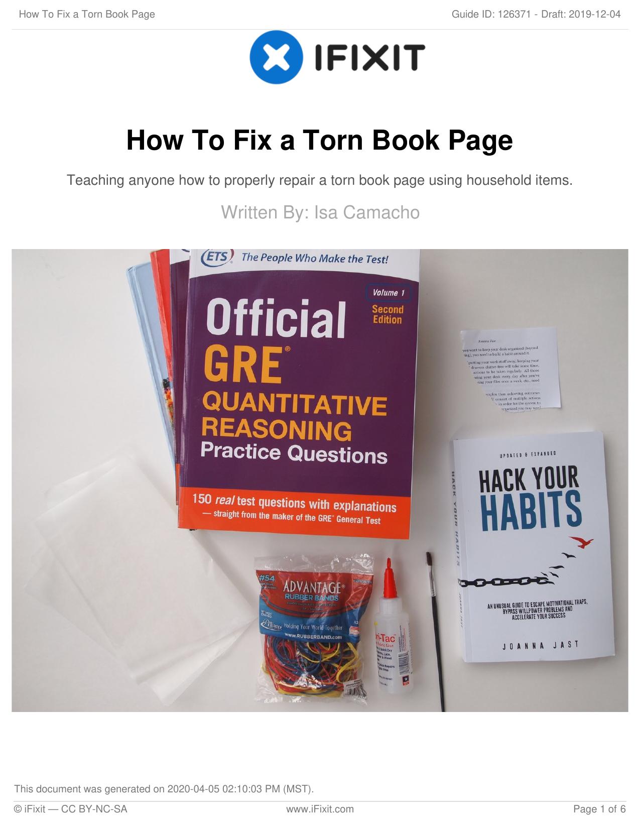 How To Fix a Torn Book Page by Unknown