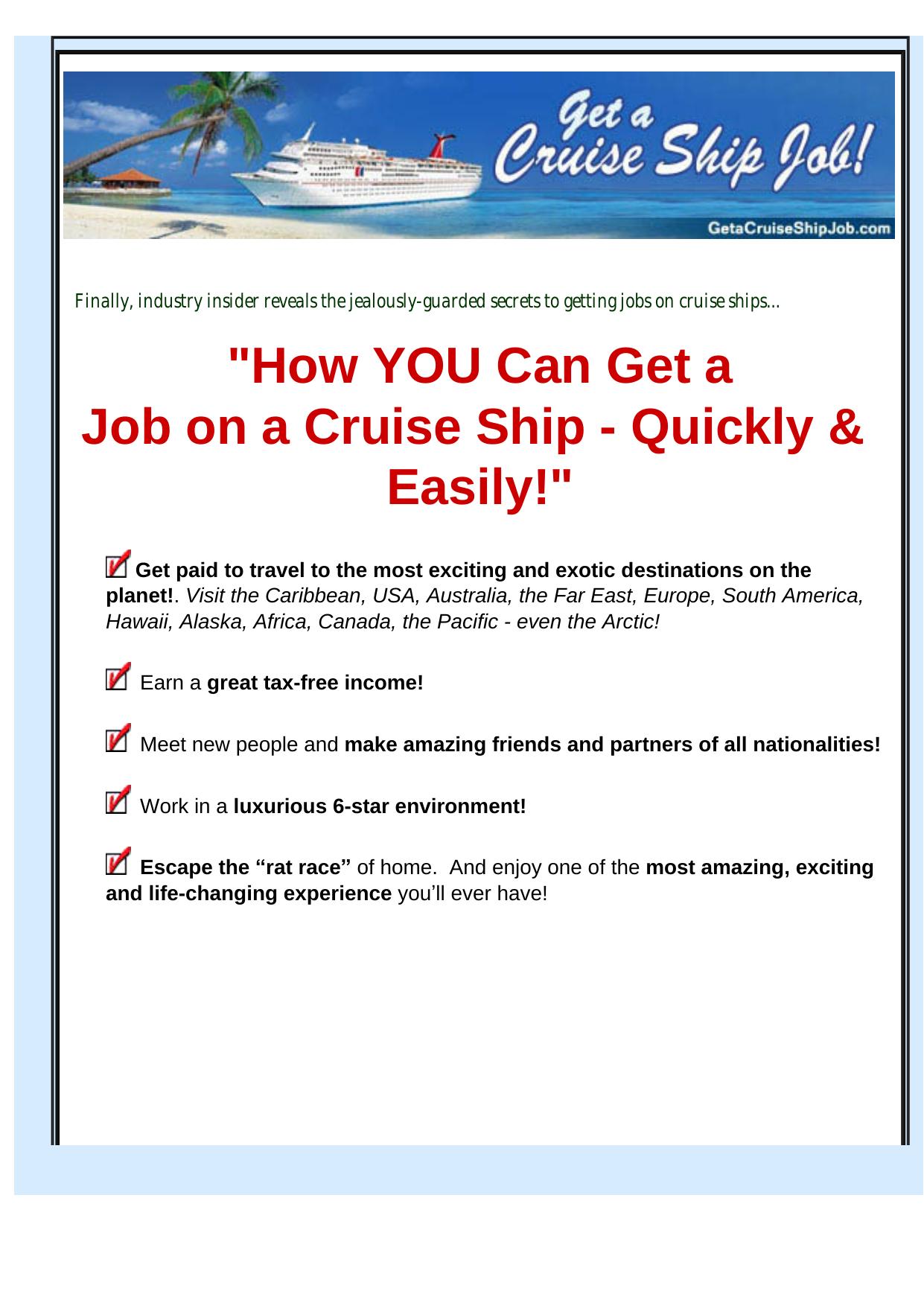 How To Get A Cruise Ship Job! by Best of Kuszter's Collection