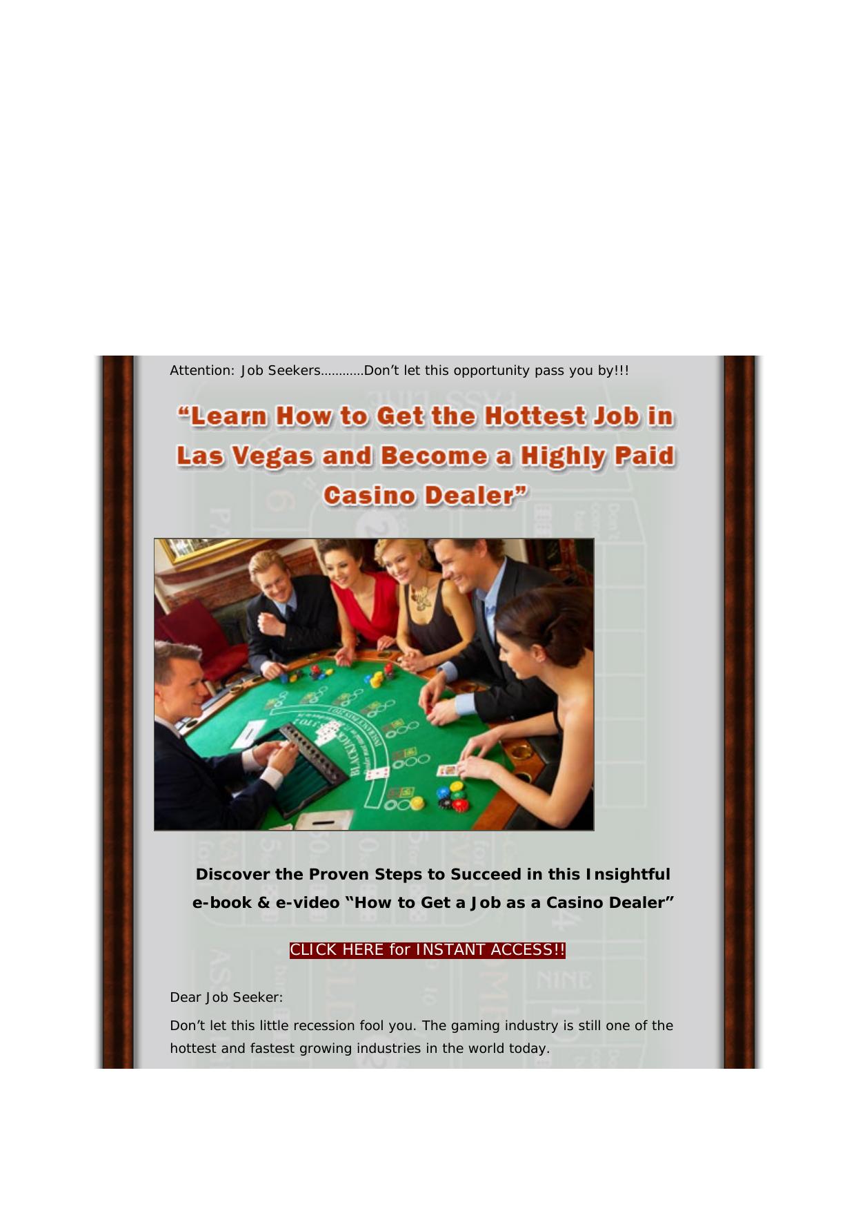 How To Get A Job As A Casino Dealer.. by Best of Kuszter's Collection