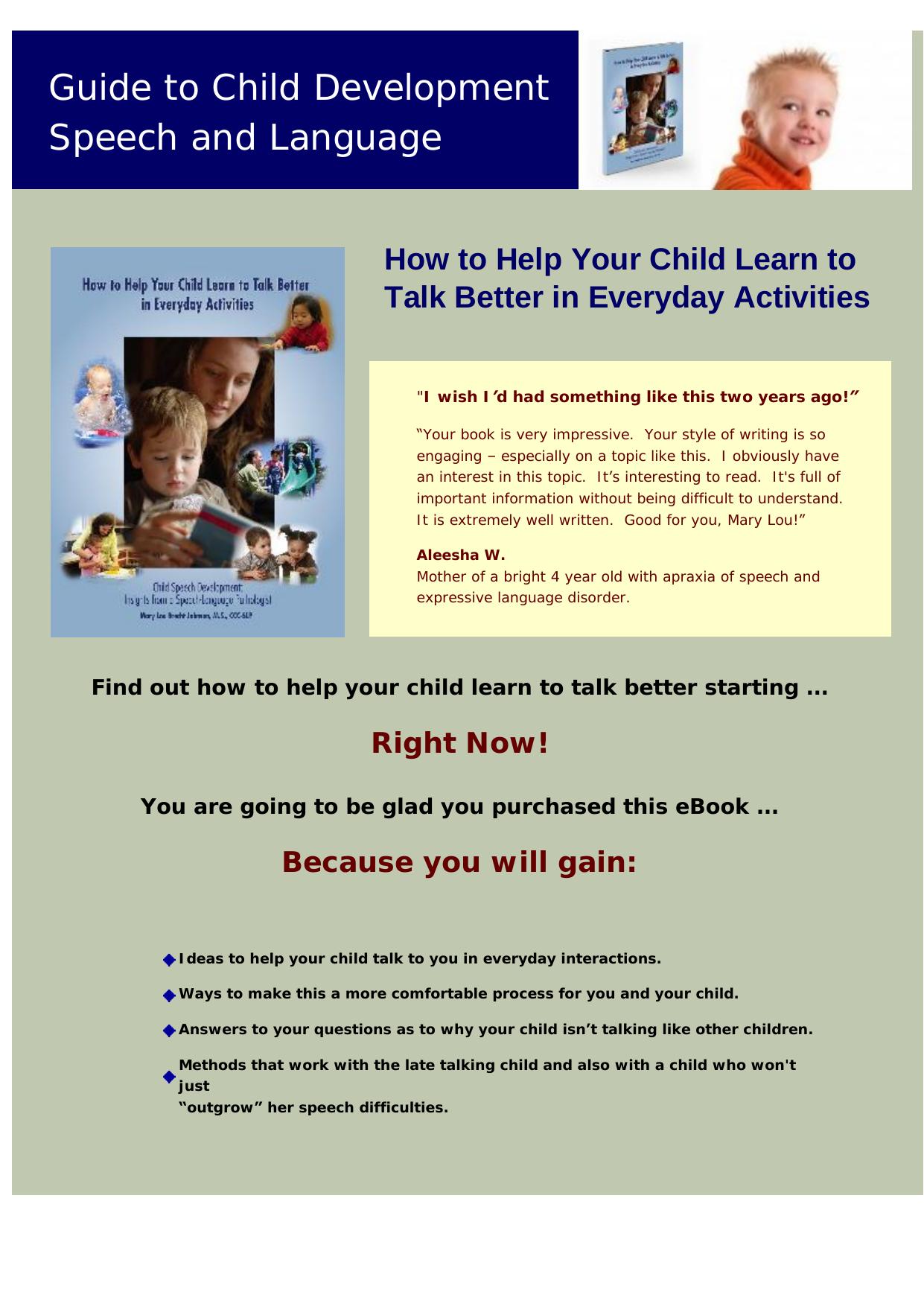 How To Help Your Child Learn To Talk Better In Everyday Activities. by Best of Kuszter's Collection
