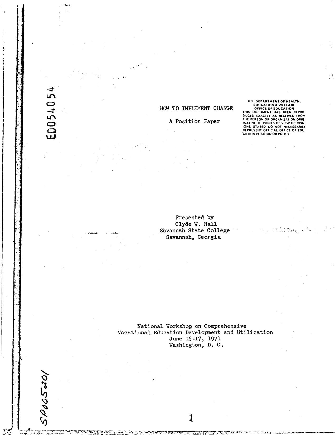 How To Implement Change-National WShop on Comp Voc Ed Dev and Utilization-Hall-1971-23pgs-GOV by Unknown