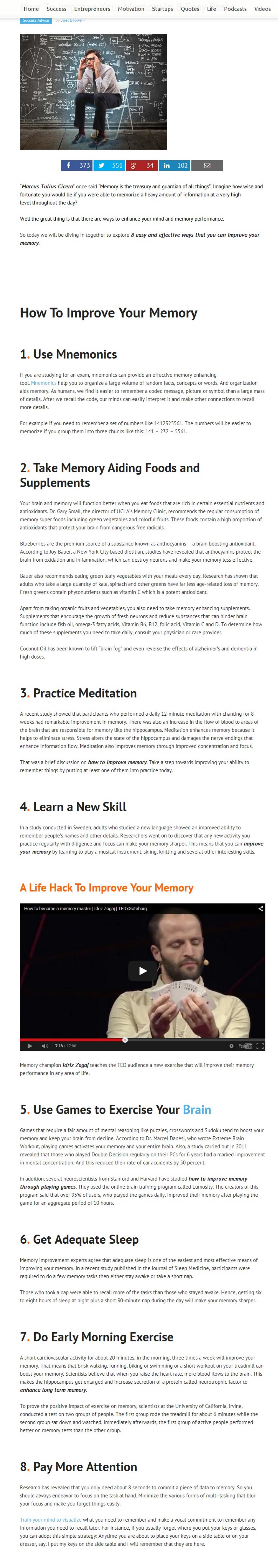 How To Improve Your Memory In 8 Easy Steps by Unknown