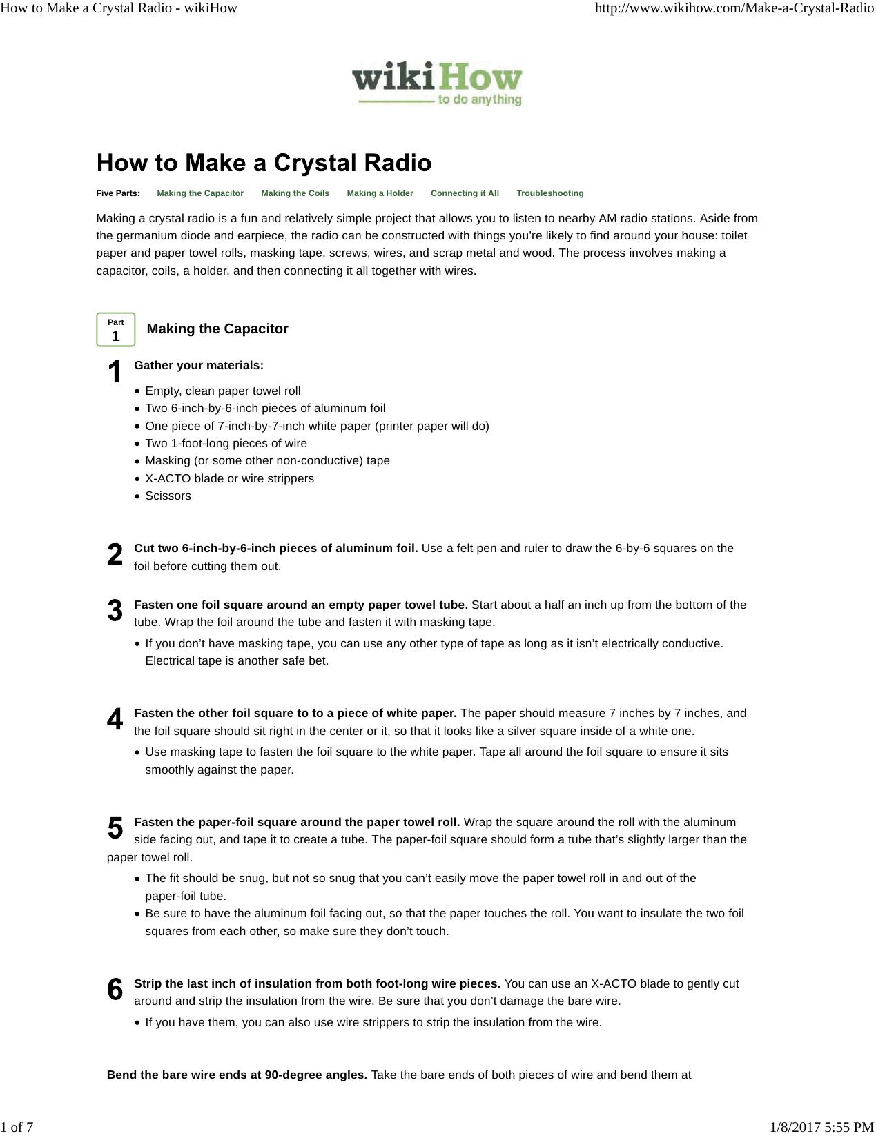 How To Make A Crystal Radio-2017 by Unknown