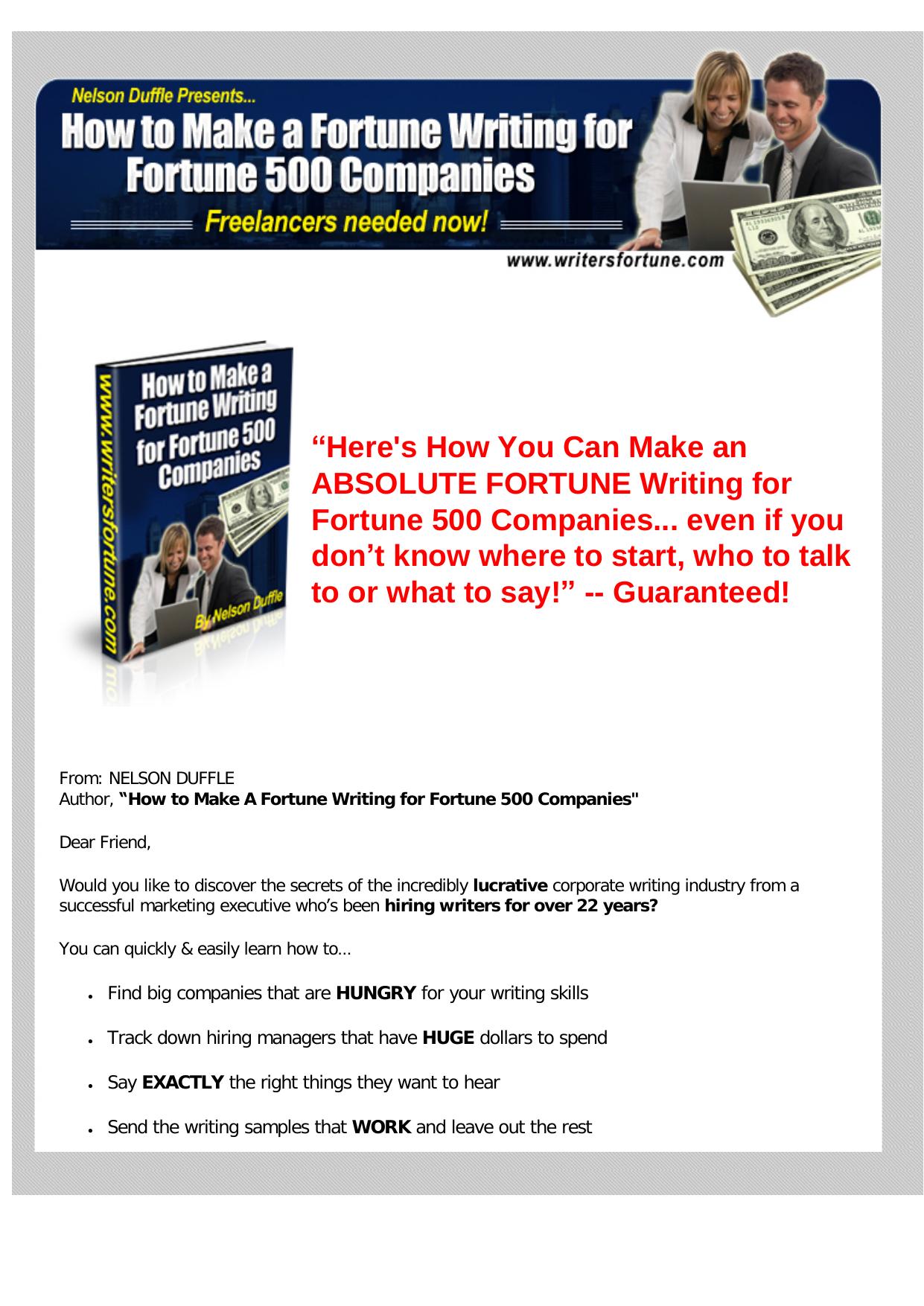 How To Make A Fortune Writing For Fortune 500 Companies. by Best of Kuszter's Collection