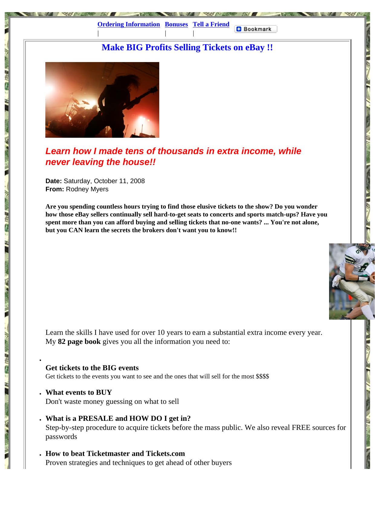 How To Make Big Profits Selling Tickets On eBay(R). by Best of Kuszter's Collection