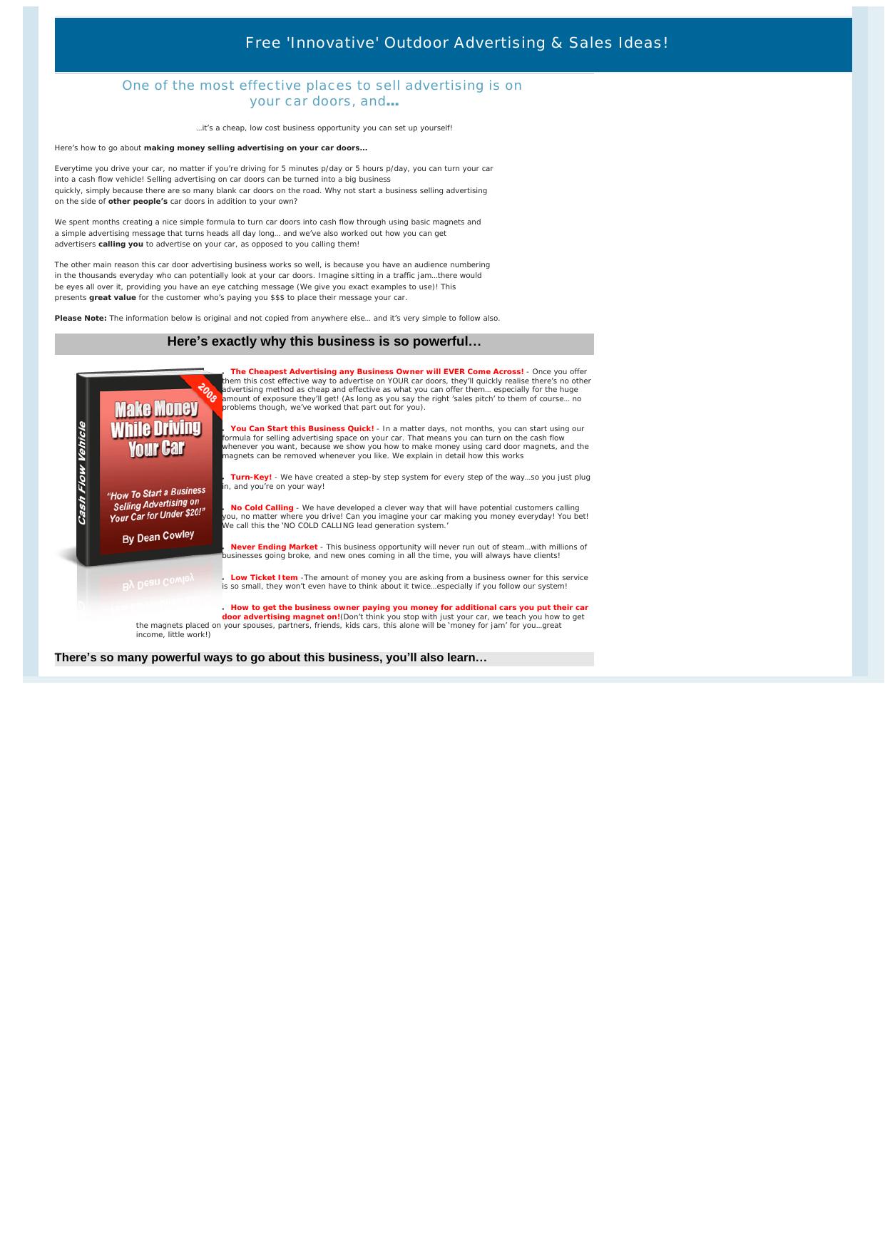 How To Make Money Selling Advertising Space On Your Car. by Best of Kuszter's Collection