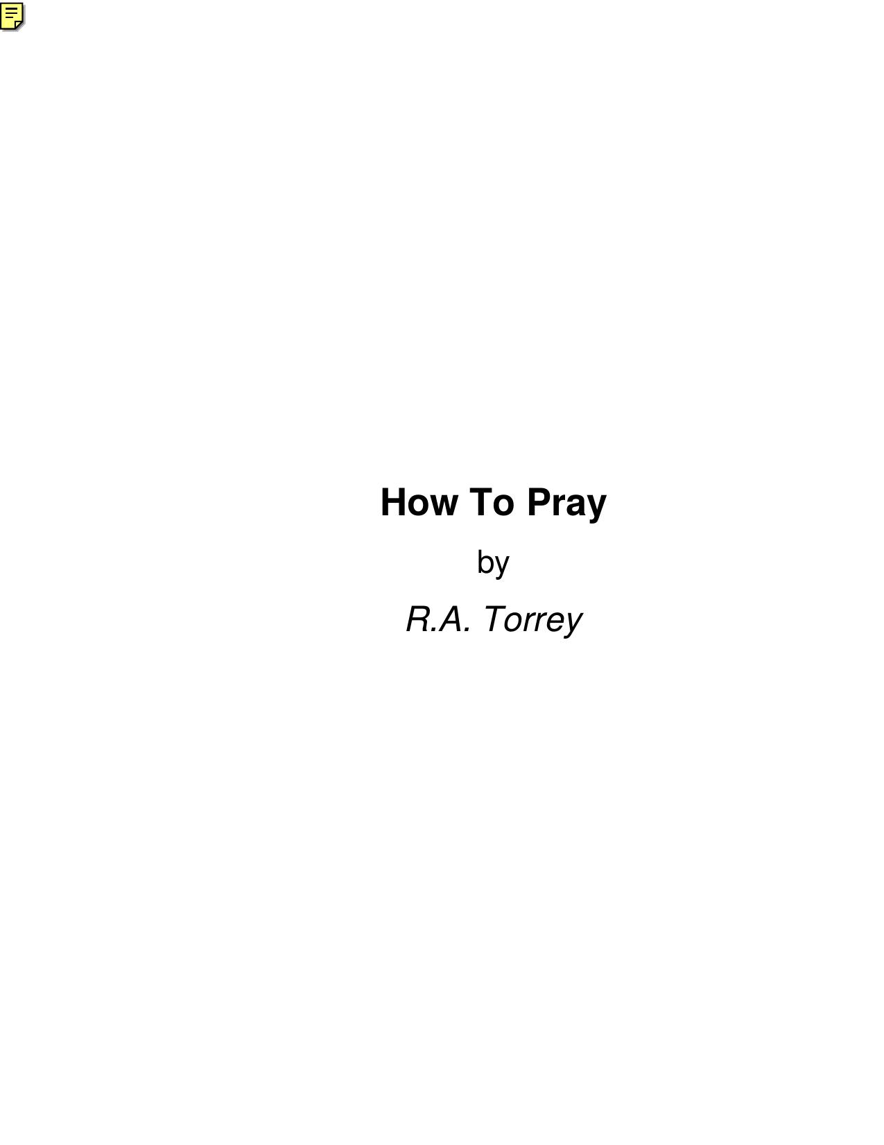 How To Pray - Torrey by R.A. Torrey
