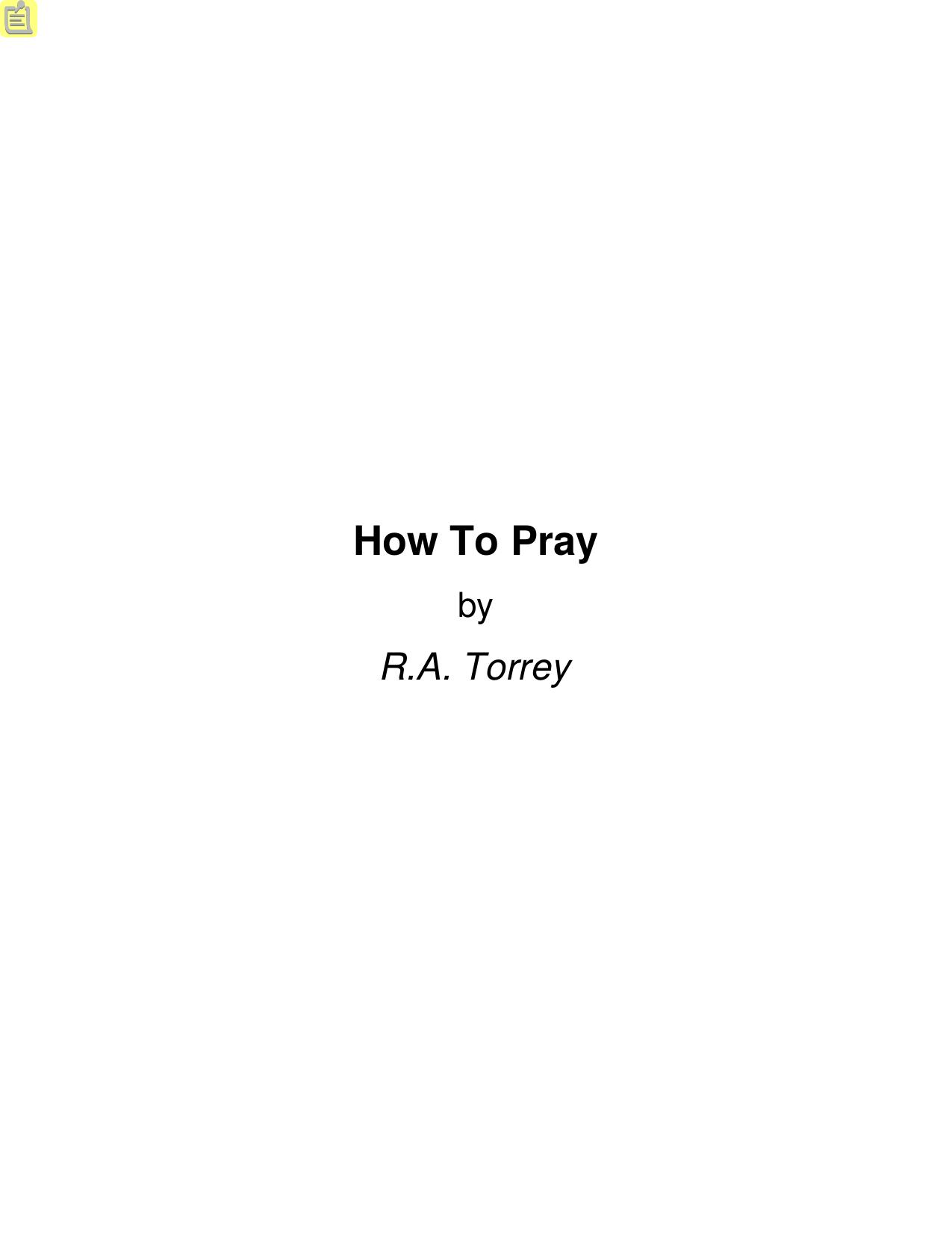 How To Pray by R.A. Torrey