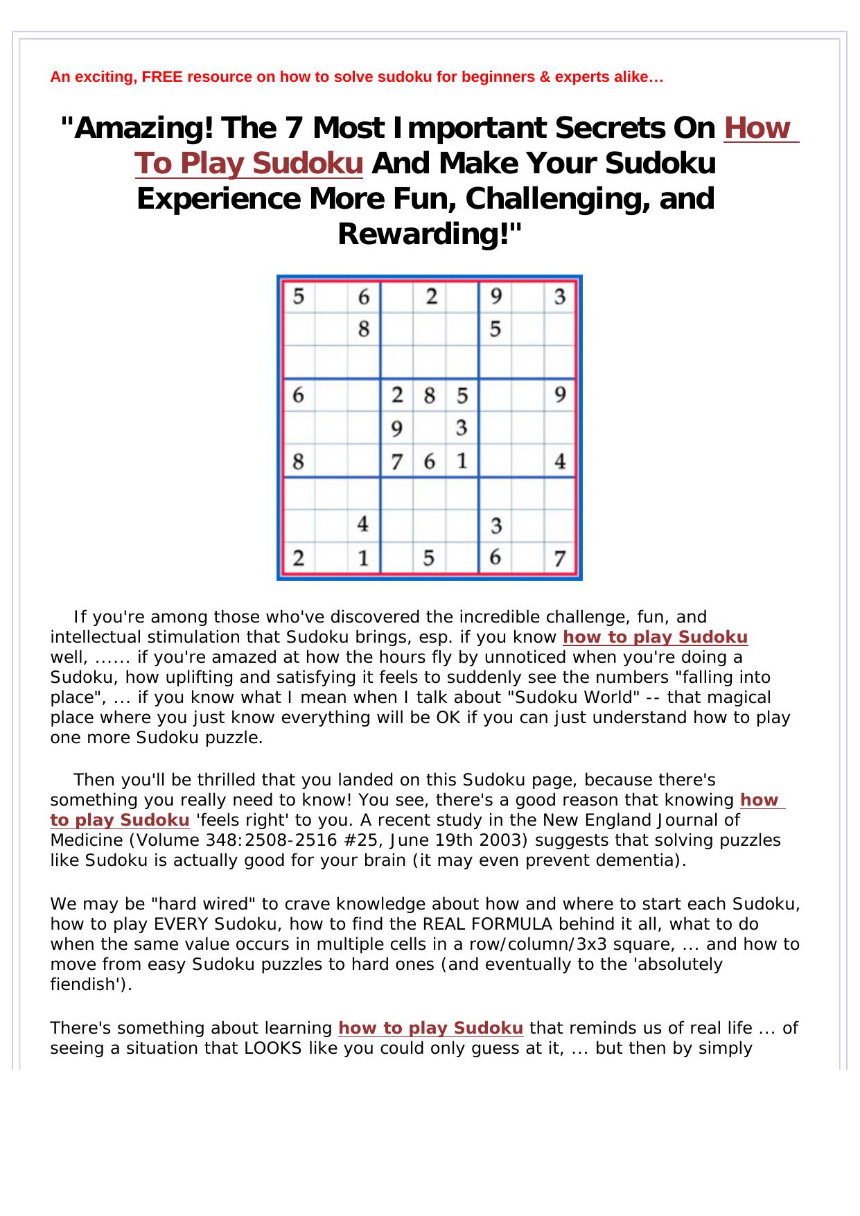 How To Solve Every Sudoku Puzzle In Under 5 Minutes! Guaranteed...Or. by Best of Kuszter's Collection