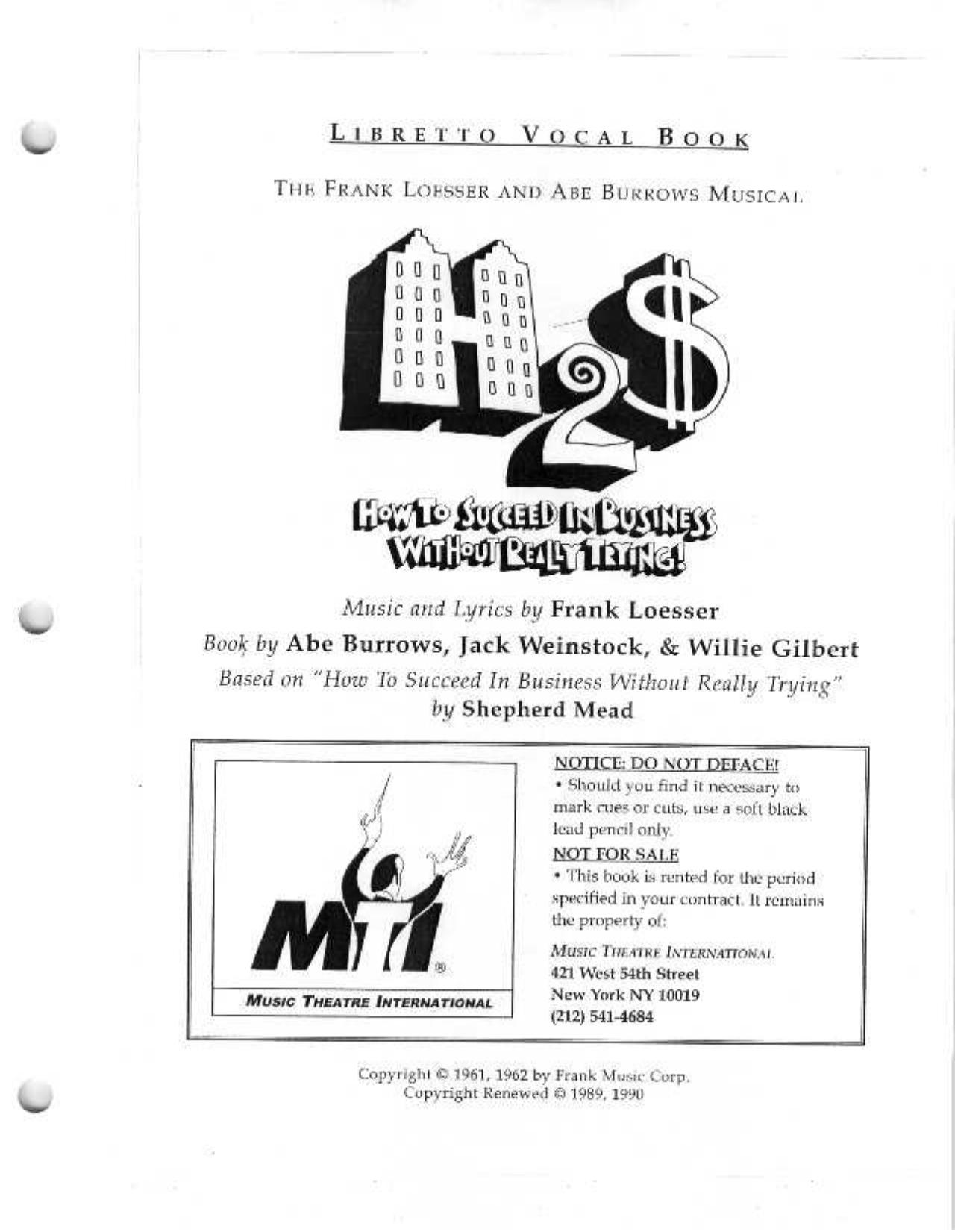 How To Succeed In Business Without Really Trying by Burrows A. Weinstock J. Gilbert W