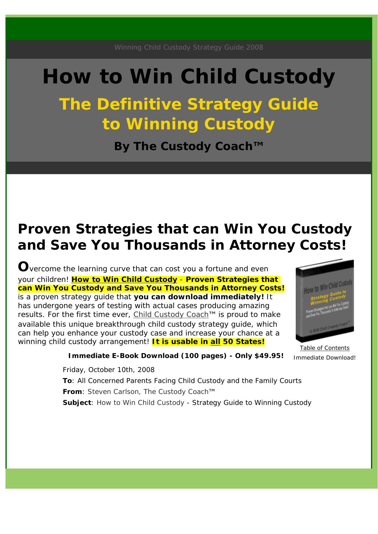 How To Win Child Custody. by Best of Kuszter's Collection