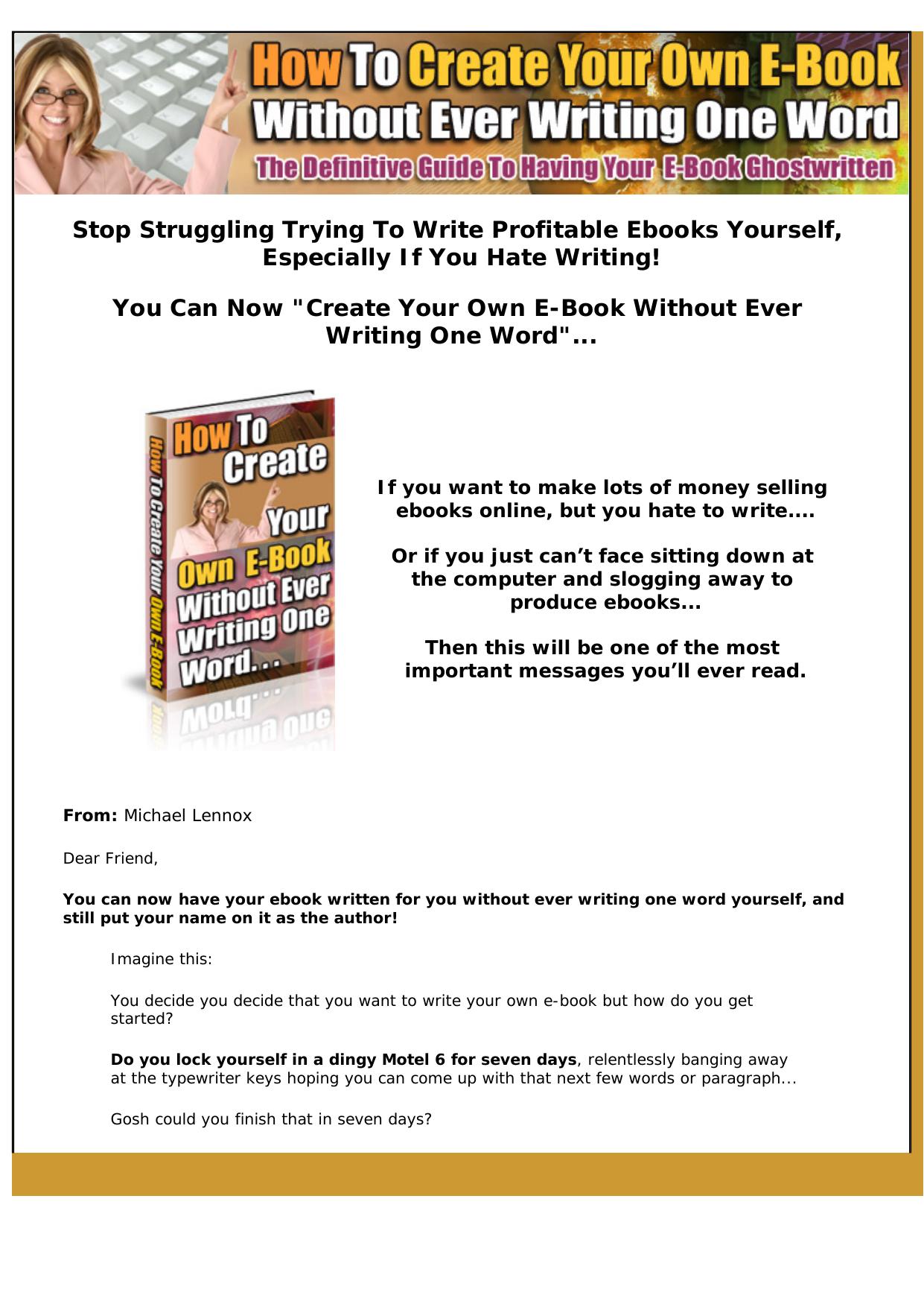 How To Write Your Own EBook. by Best of Kuszter's Collection