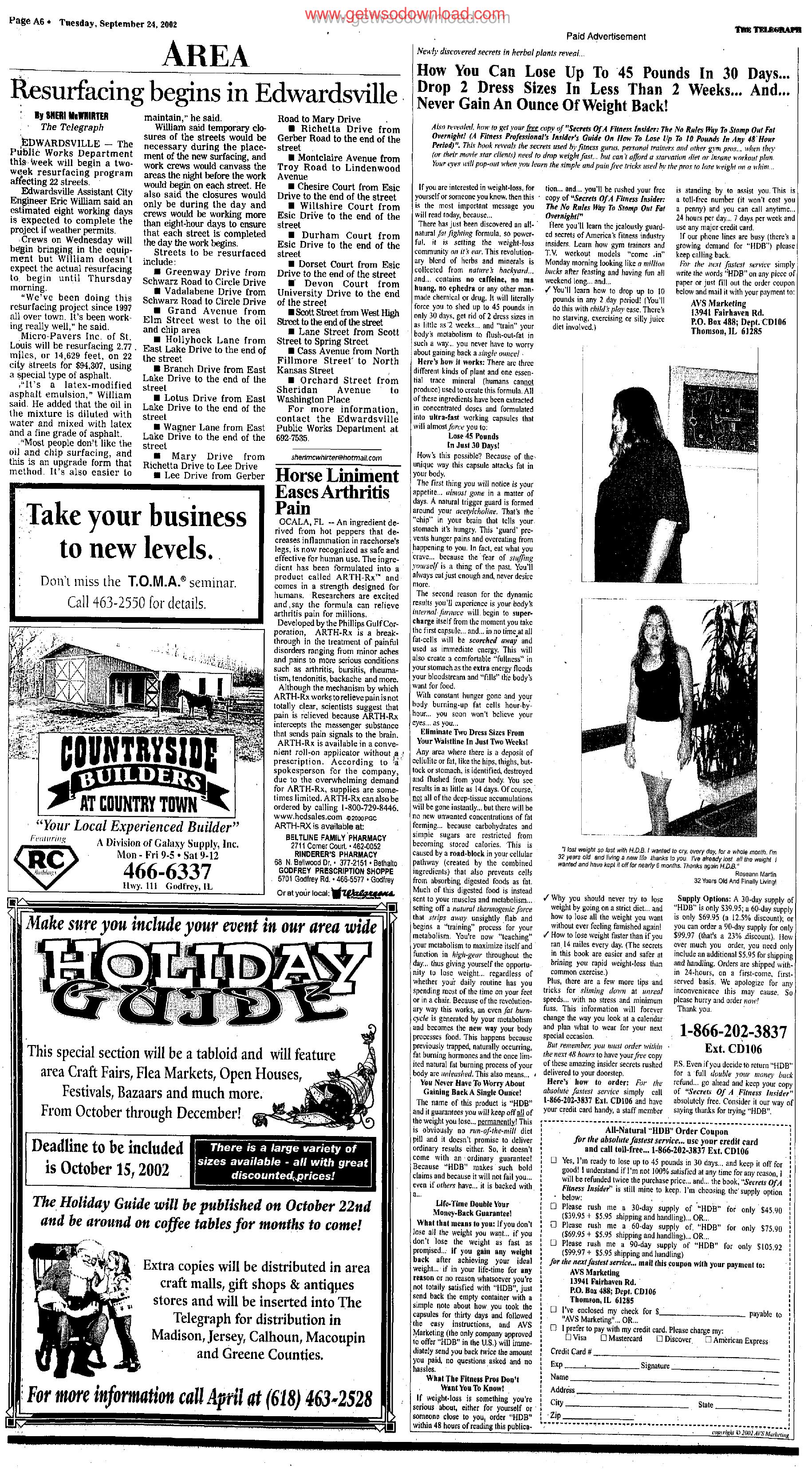How You Can Lose Up To 45 Pounds by Copyright 2007 Heritage Microfilm Inc. and Newspaperarchive.com