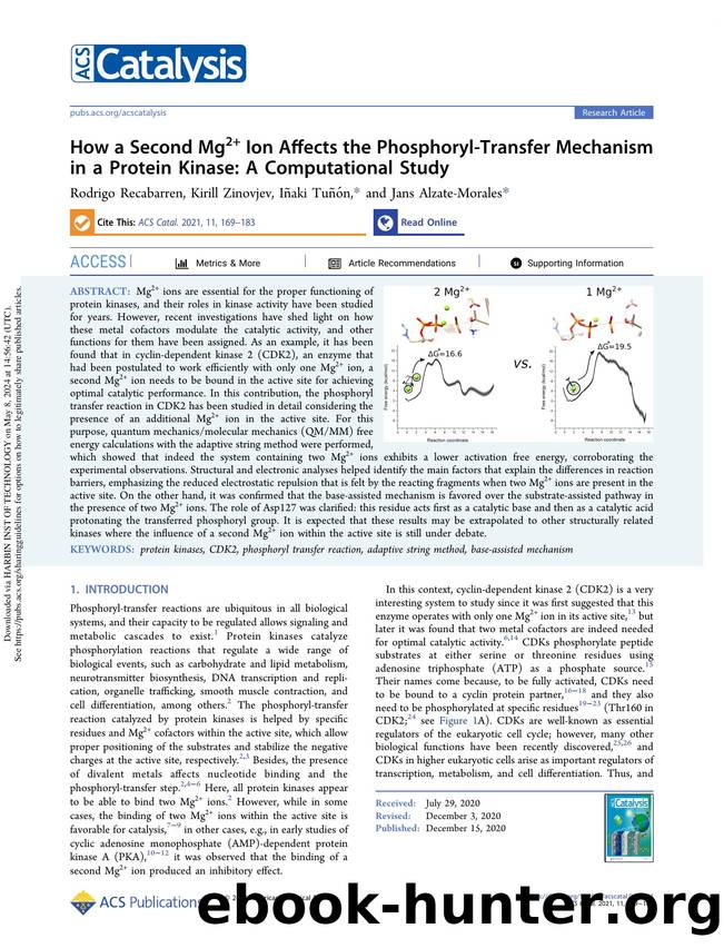 How a Second Mg2+ Ion Affects the Phosphoryl-Transfer Mechanism in a Protein Kinase: A Computational Study by Rodrigo Recabarren Kirill Zinovjev Iñaki Tuñón & Jans Alzate-Morales