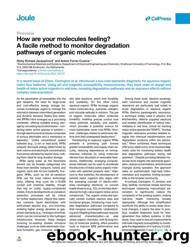 How are your molecules feeling? A facile method to monitor degradation pathways of organic molecules by Rémy Richard Jacquemond & Antoni Forner-Cuenca