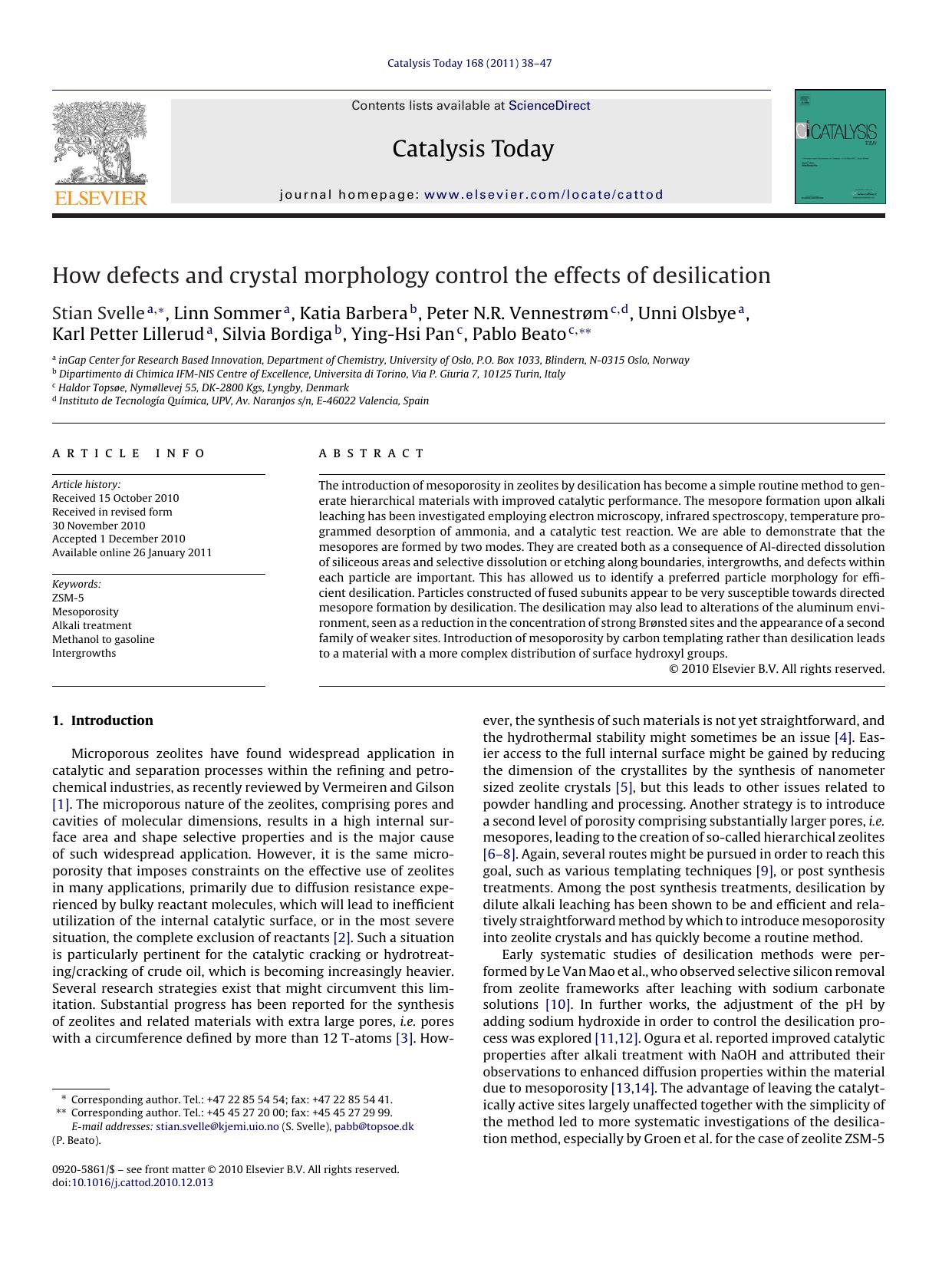How defects and crystal morphology control the effects of desilication by Stian Svelle
