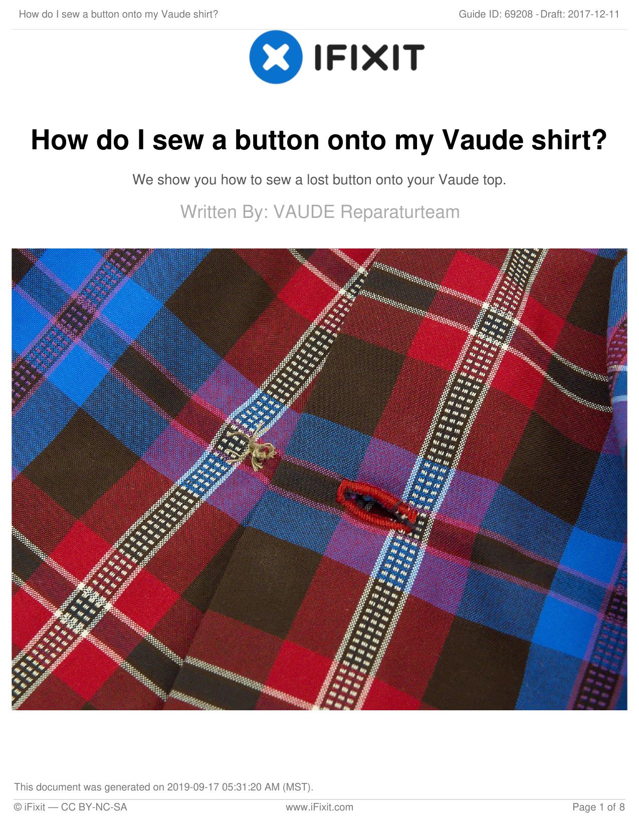 How do I sew a button onto my Vaude shirt? by Unknown