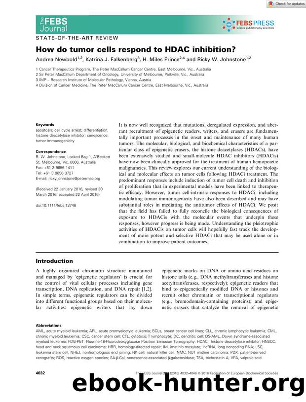 How do tumor cells respond to HDAC inhibition? by Unknown