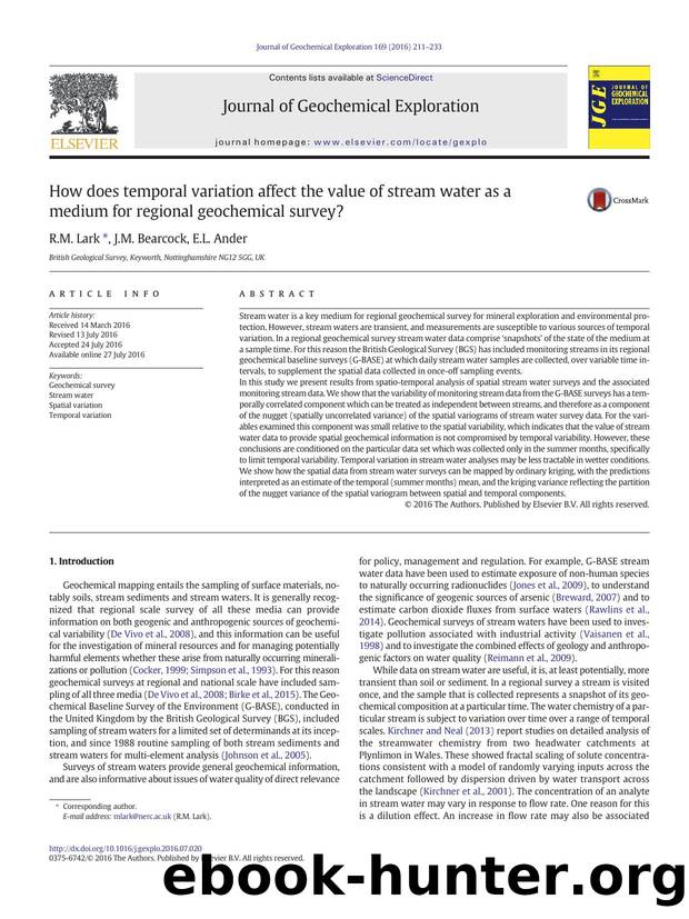 How does temporal variation affect the value of stream water as a medium for regional geochemical survey? by R.M. Lark & J.M. Bearcock & E.L. Ander
