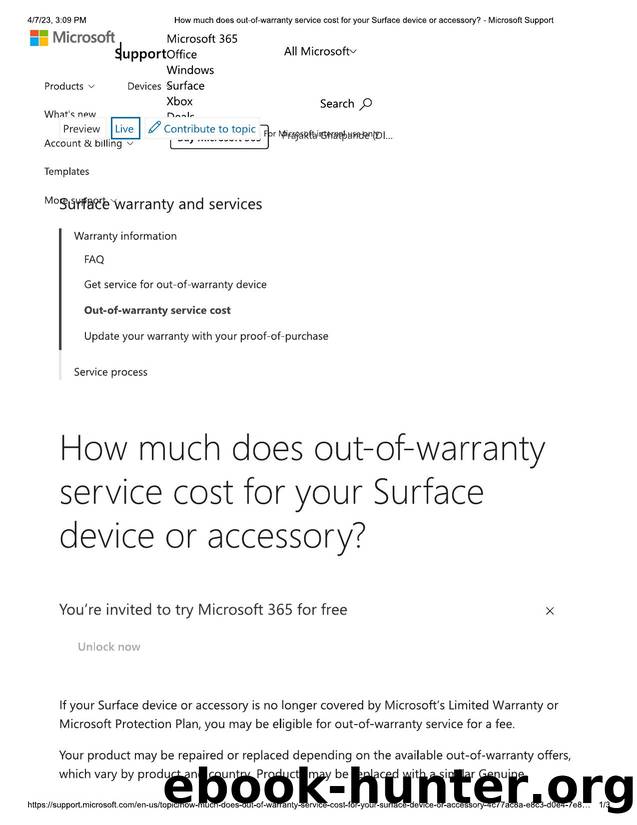 How much does out-of-warranty service c...vice or accessory_ - Microsoft Support by v-pghatpande