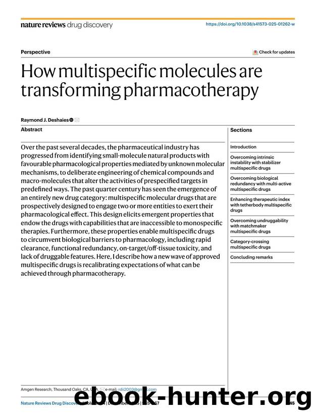 How multispecific molecules are transforming pharmacotherapy by Raymond J. Deshaies
