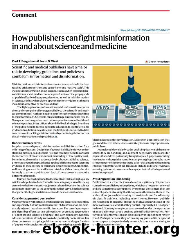 How publishers can fight misinformation in and about science and medicine by Carl T. Bergstrom & Jevin D. West