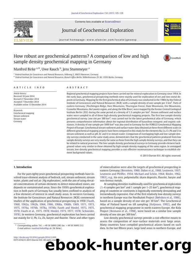 How robust are geochemical patterns? A comparison of low and high sample density geochemical mapping in Germany by Manfred Birke & Uwe Rauch & Jens Stummeyer