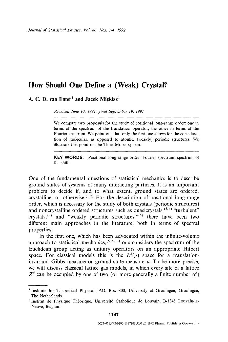 How should one define a (weak) crystal? by Unknown