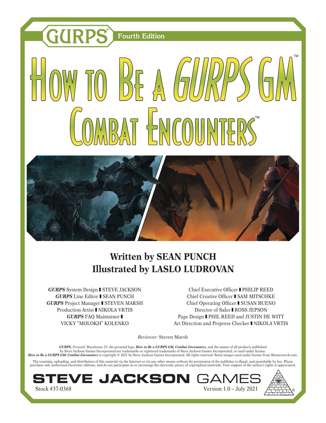 How to Be a GURPS GM: Combat Encounters by Steve Jackson Games