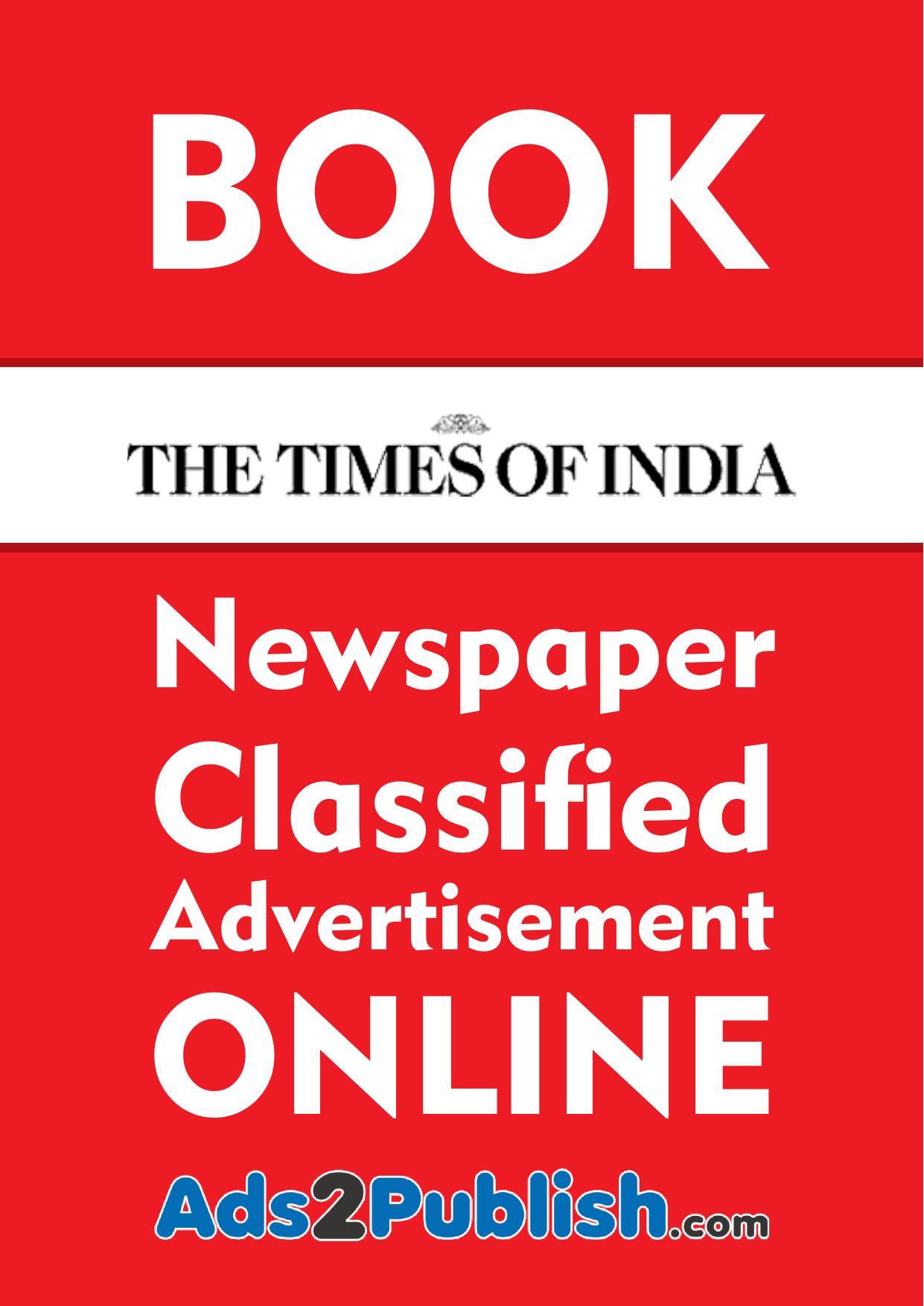 How to Book Ad Online for Times of India Newspaper by Ads2Publish