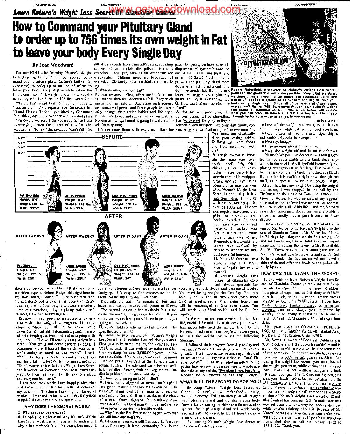 How to Command your Pituitary Gland to order up to 756 times its own weight by Copyright 2006 Heritage Microfilm Inc. & Newspaperarchive.com