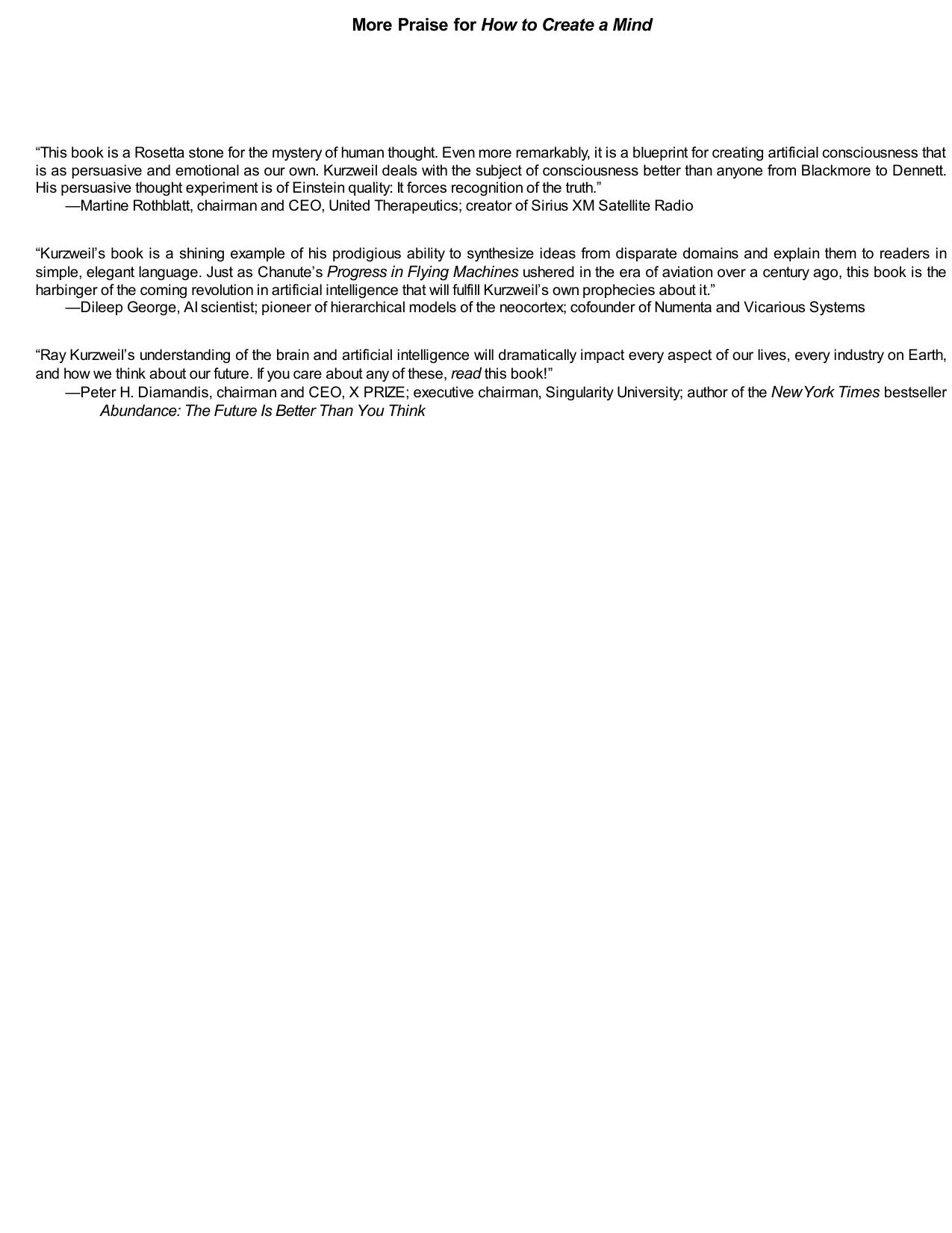 How to Create a Mind - The Secret of Human Thought Revealed by Ray Kurzweil