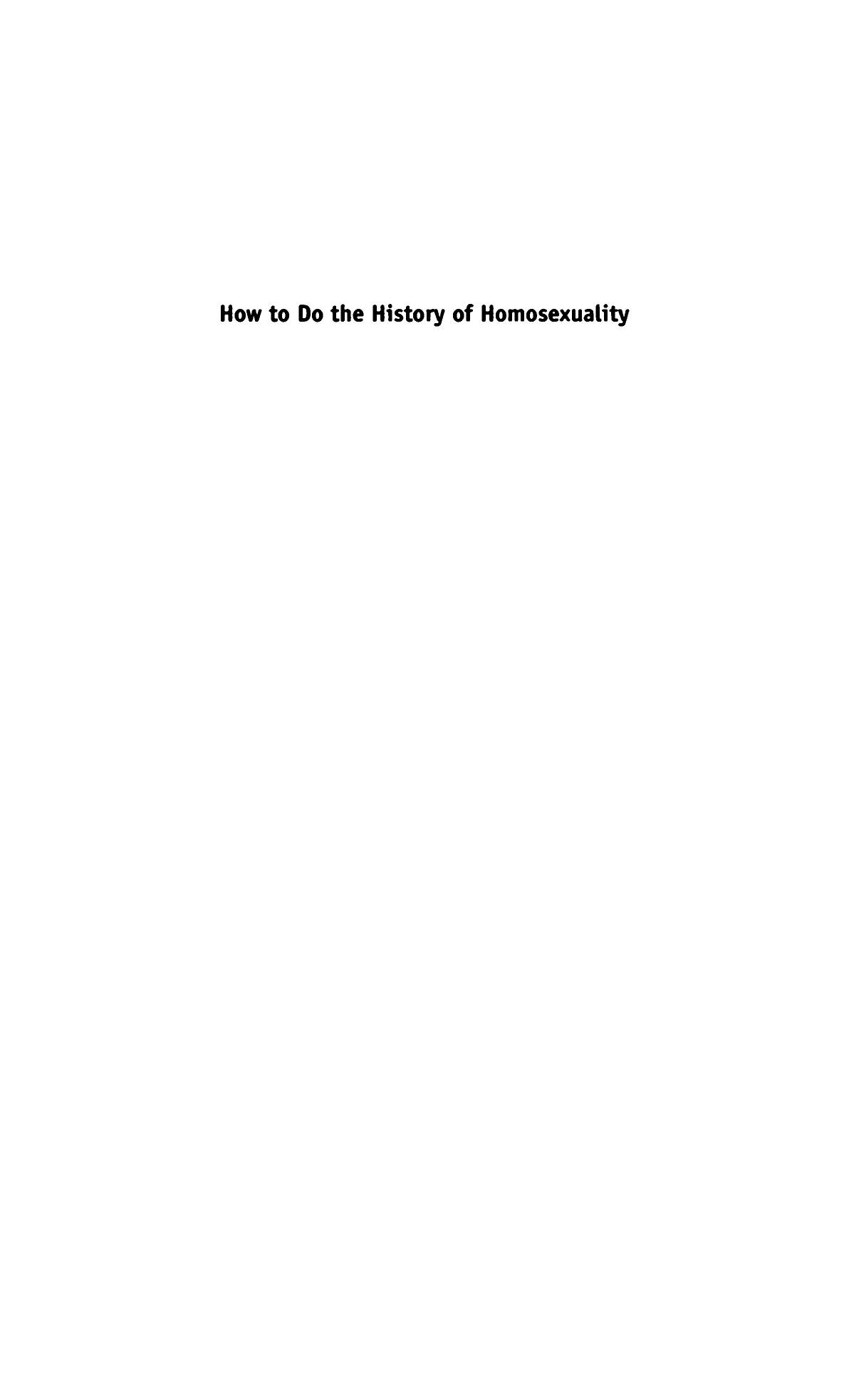 How to Do the History of Homosexuality by Unknow