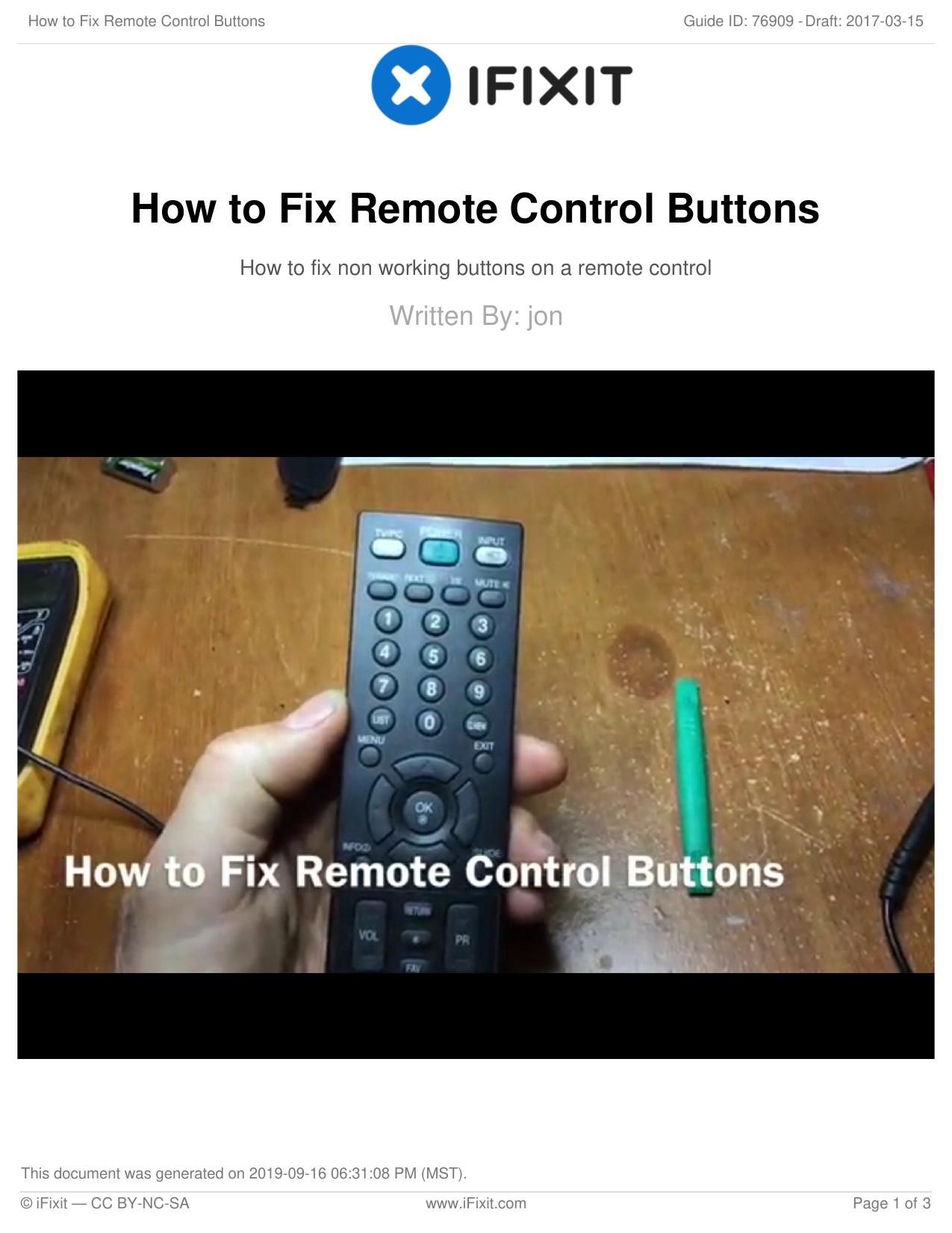 How to Fix Remote Control Buttons by Unknown
